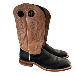 Justin Mens size 14 B BR303 Stillwater Leather Boots Square Toe Black Brown 14B